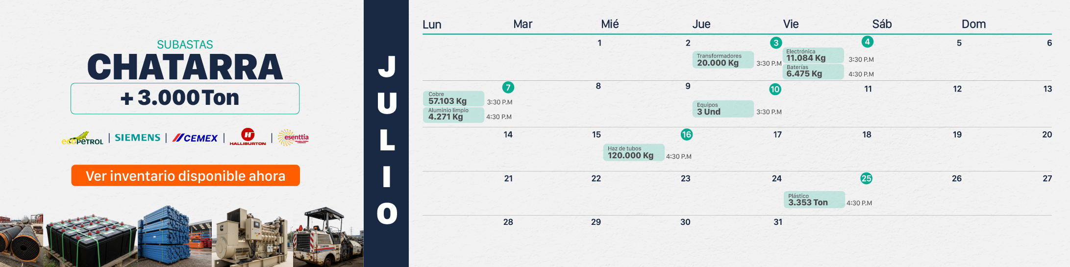 calendario de chatarra julio